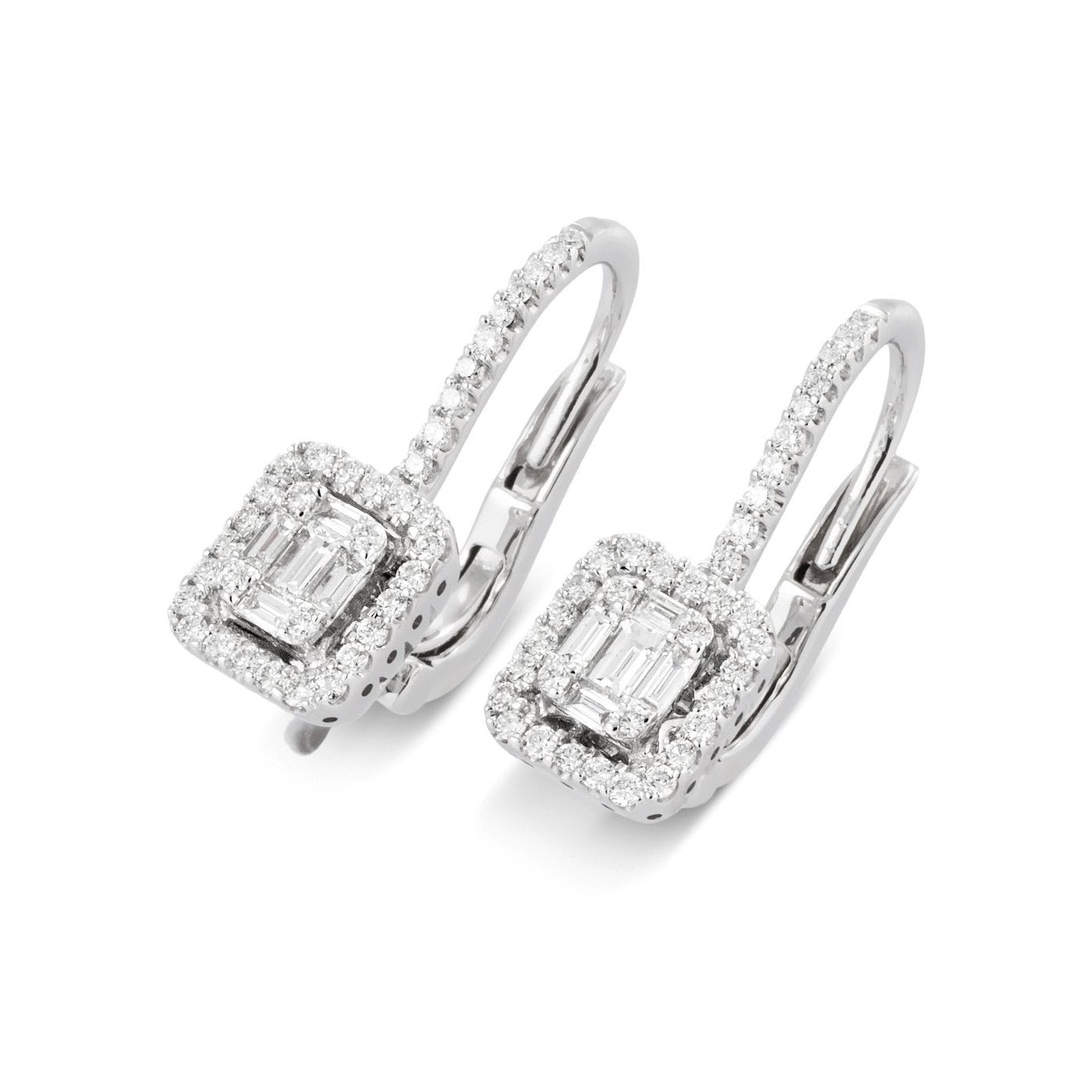 Ponte Vecchio Benvenuto 18ct White Gold 0.59ct Diamond Cluster Drop Earrings - White Gold