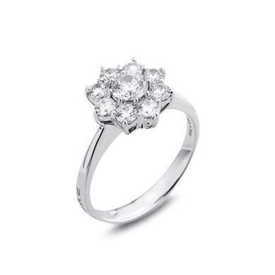 Ponte Vecchio Eternity 18ct White Gold 1.21ct Diamond Floral Cluster Ring - White Gold