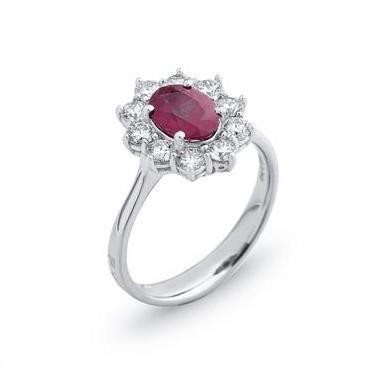 Ponte Vecchio Eternity 18ct White Gold 1.45ct Ruby Diamond Floral Cluster Ring - White Gold