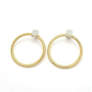 Ponte Vecchio Nobile 18ct Yellow Gold 0.32ct Diamond Hoop Drop Earrings - Yellow Gold