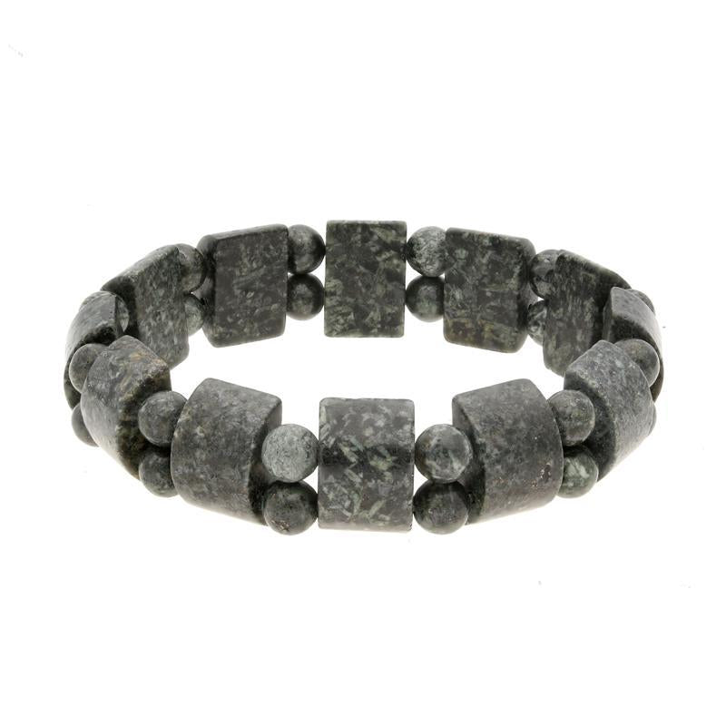 Preseli Bluestone Arc and Bead Stretch Bracelet D - Option1 Value Silver