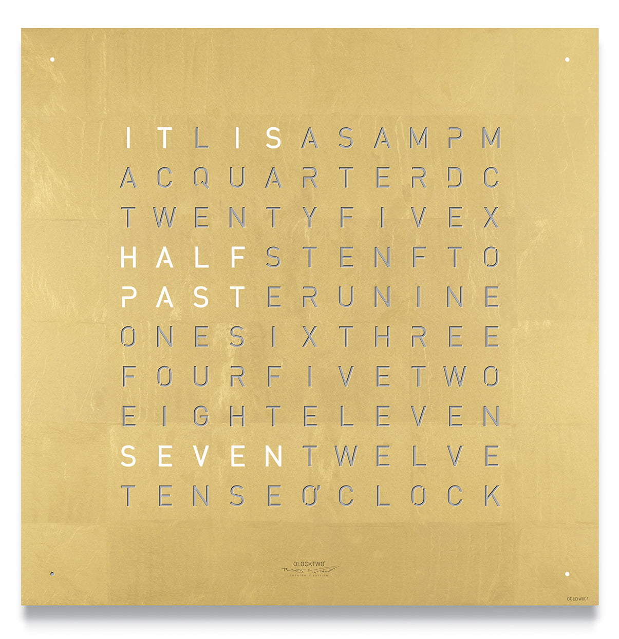 QLOCKTWO Classic Creators Edition Gold Wall Clock 45cm - Gold