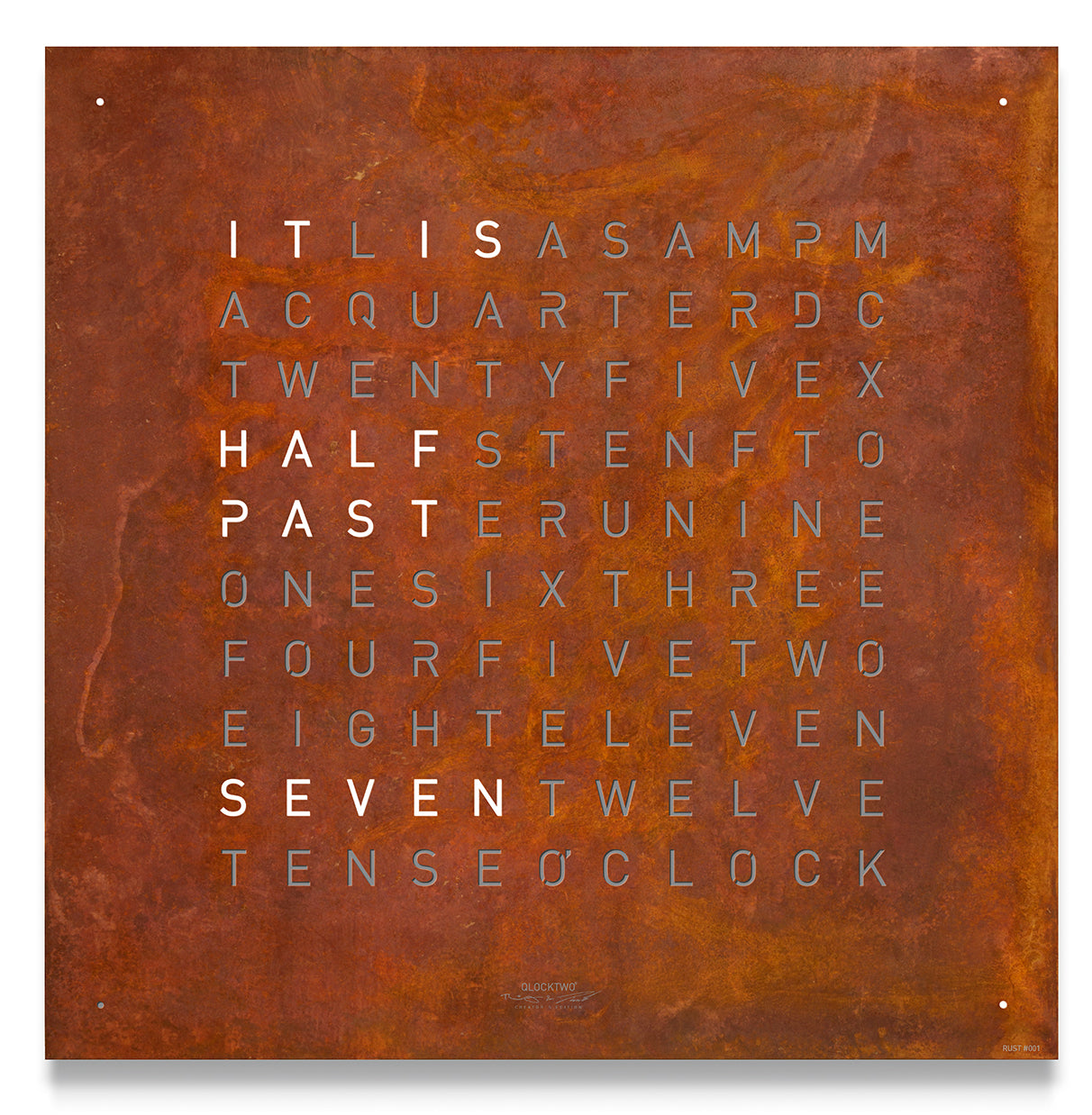 QLOCKTWO Classic Creators Edition Rust Wall Clock 45cm - Brown