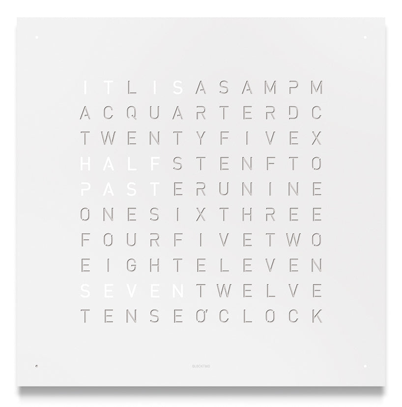 QLOCKTWO Classic White Pepper Wall Clock 45cm - White