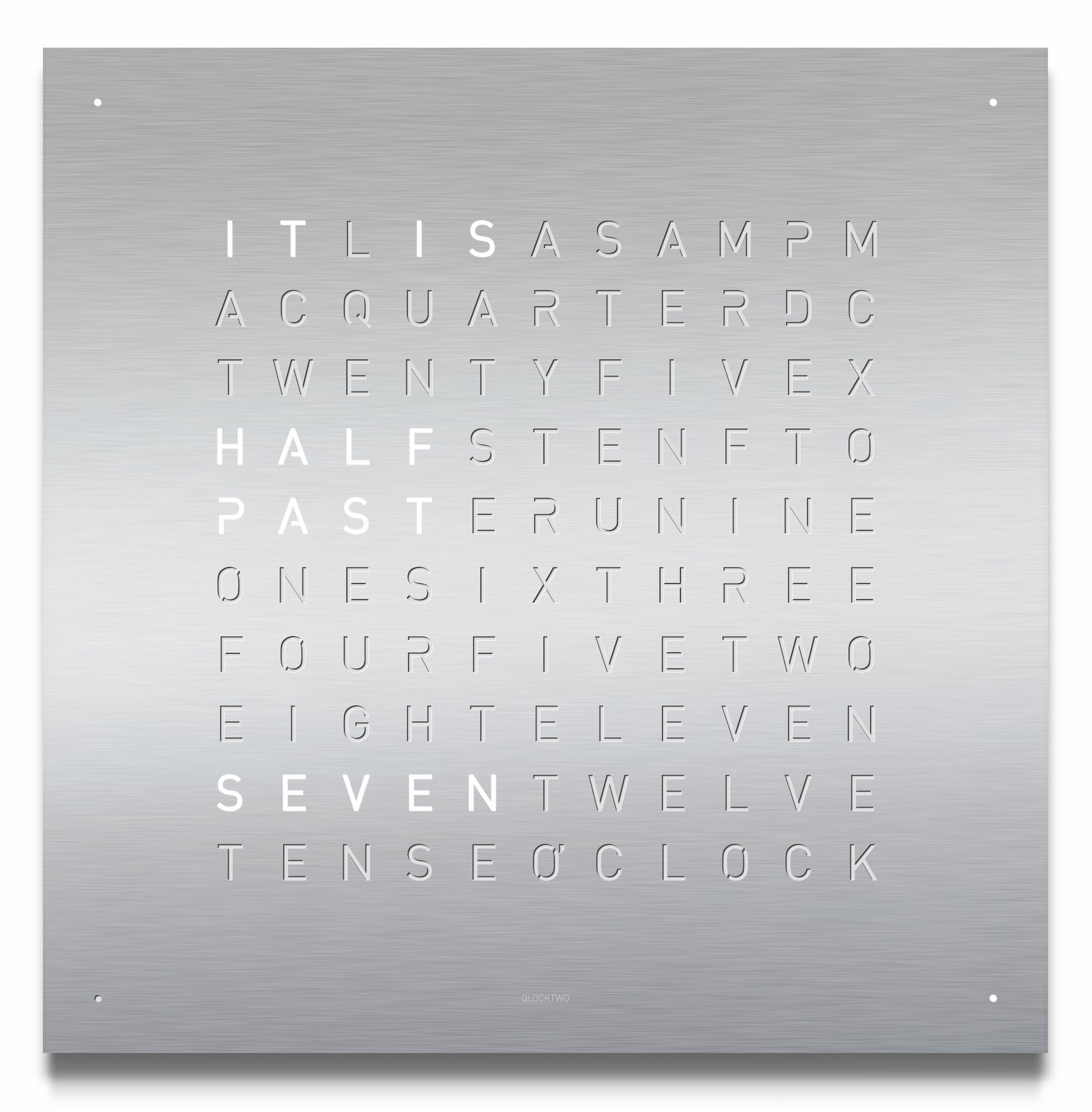 QLOCKTWO Classic Stainless Steel Wall Clock 45cm - Silver