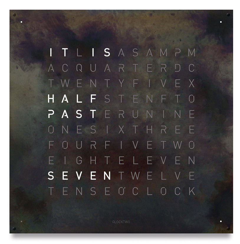 QLOCKTWO Large Creators Edition Raw Iron Wall Clock 90cm