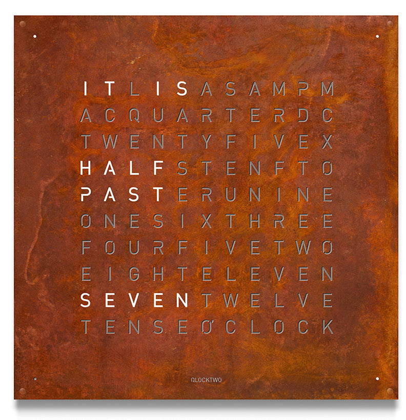 QLOCKTWO Large Creators Edition Rust Wall Clock 90cm - Brown