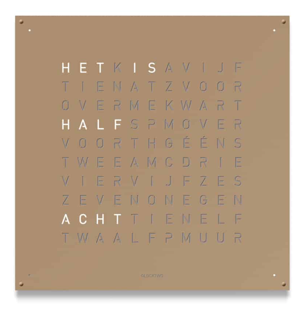 QLOCKTWO Large Hazelnut Wall Clock 90cm - Brown