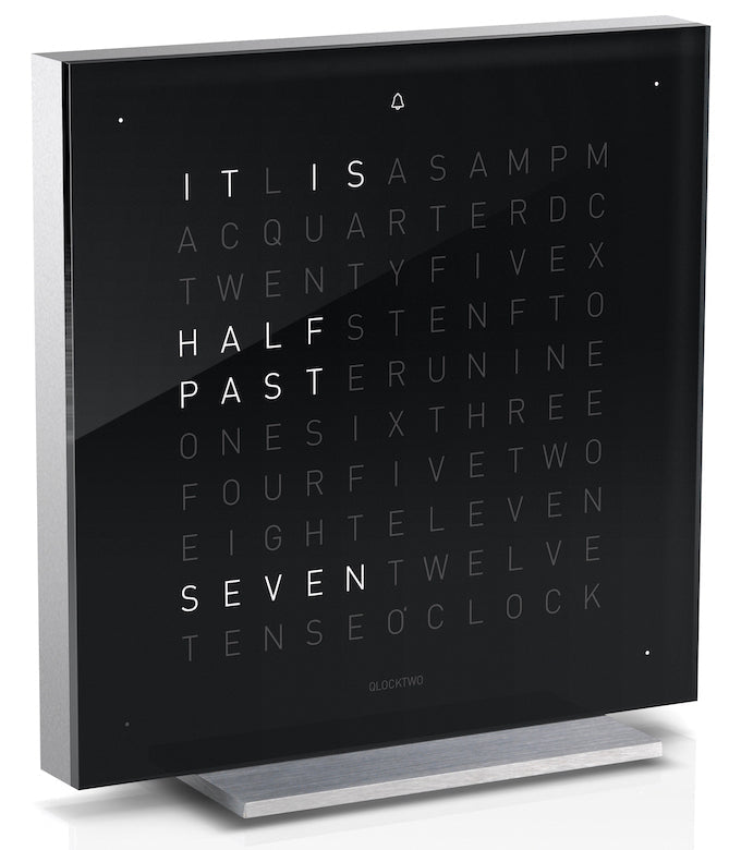 QLOCKTWO Touch Black Ice Tea Table Clock Aluminium 13.5cm - Black