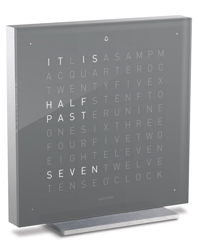QLOCKTWO Touch Early Grey Tea Table Clock Aluminium 13.5cm