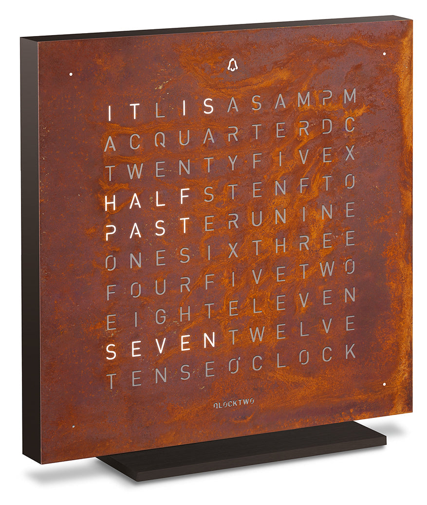 QLOCKTWO Touch Creators Edition Rust Table Clock 13.5cm - Brown