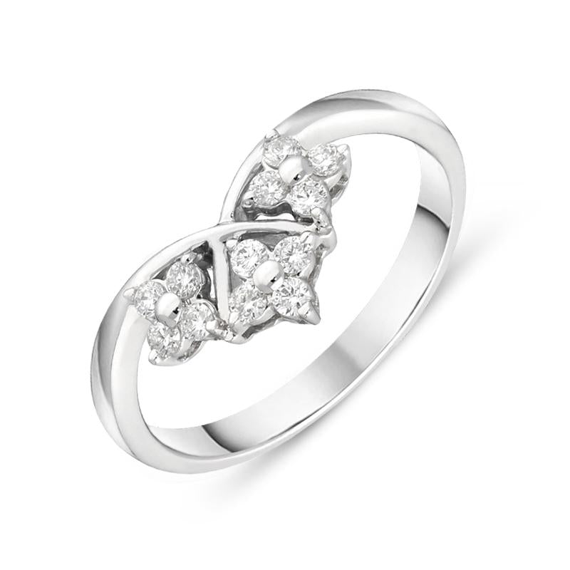 18ct White Gold 0.20ct Diamond Three Flower Ring