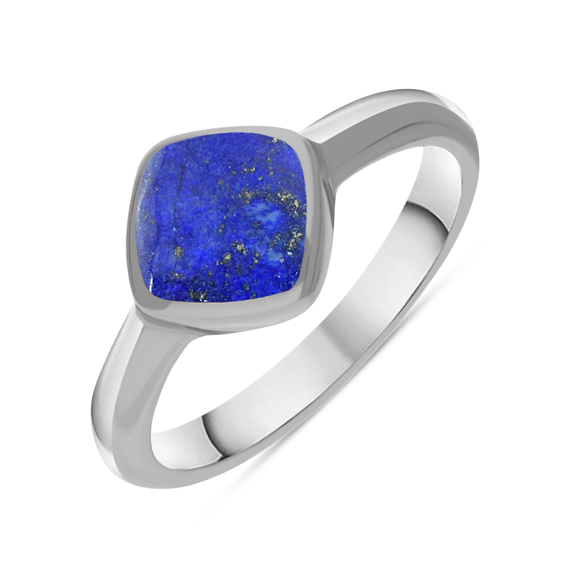 Sterling Silver Lapis Lazuli Cushion Ring - Silver