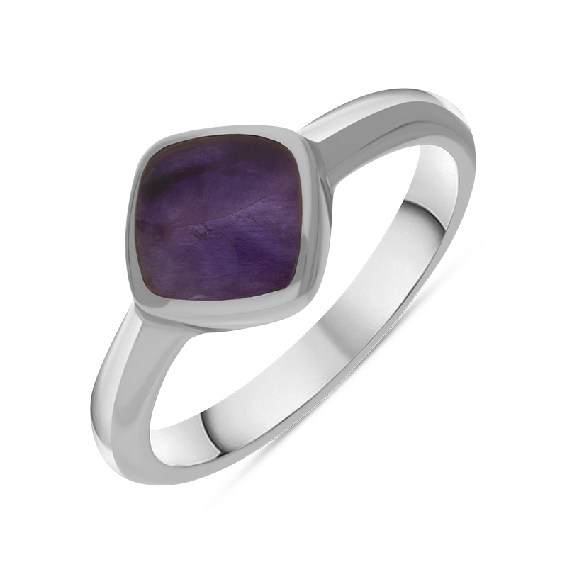Sterling Silver Blue John Cushion Ring - Silver