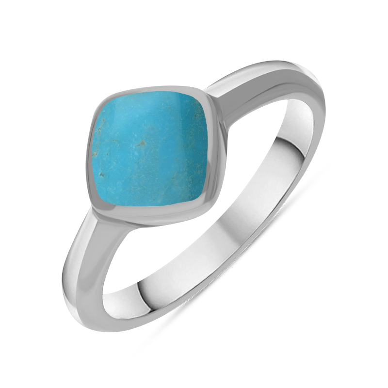 Sterling Silver Turquoise Cushion Ring - Silver
