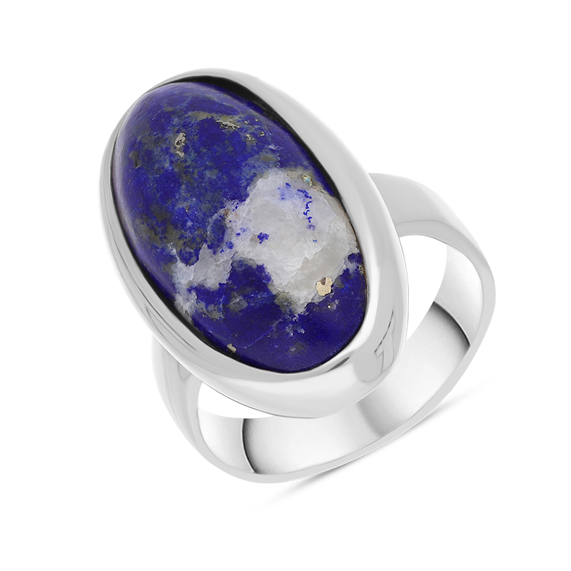 Sterling Silver Lapis Lazuli Long Oval Statement Ring D