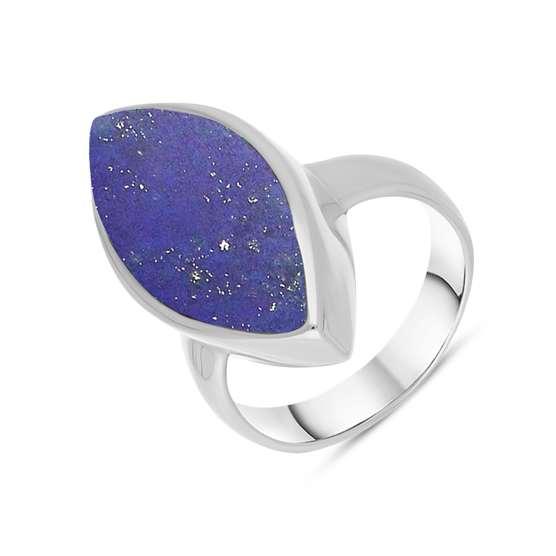 Sterling Silver Lapis Lazuli Chunky Marquise Ring D
