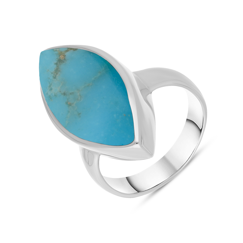 Sterling Silver Turquoise Chunky Marquise Ring D