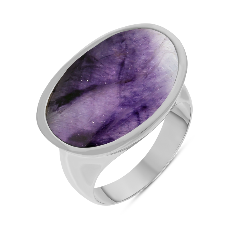 Sterling Silver Blue John Oval Statement Ring D - Option1 Value Silver