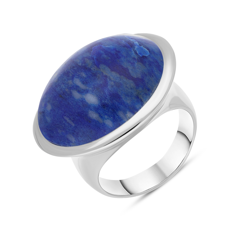 Sterling Silver Lapis Lazuli Wide Oval Flow Ring D