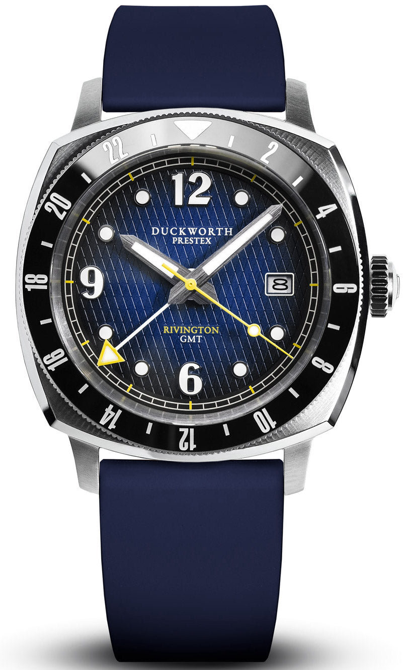 Duckworth Prestex Watch Rivington GMT Blue Fume Blue Rubber
