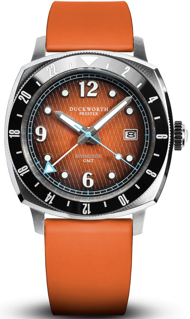 Duckworth Prestex Watch Rivington GMT Orange Fume Orange Rubber