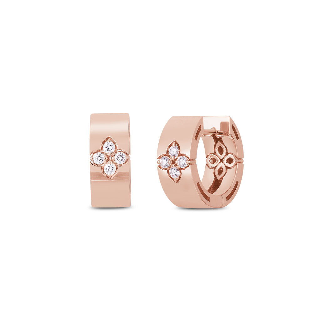 Roberto Coin Love in Verona 18ct Rose Gold Diamond Large Hoop Earrings - Rose Gold