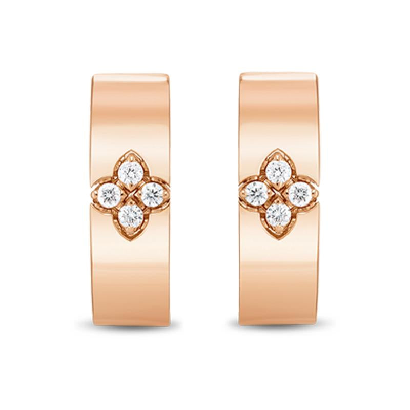 Roberto Coin Love in Verona 18ct Rose Gold Diamond Small Hoop Earrings