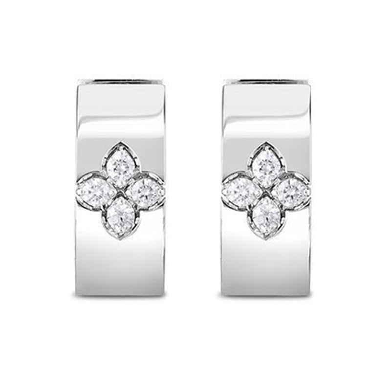 Roberto Coin Love in Verona 18ct White Gold Diamond Large Hoop Earrings