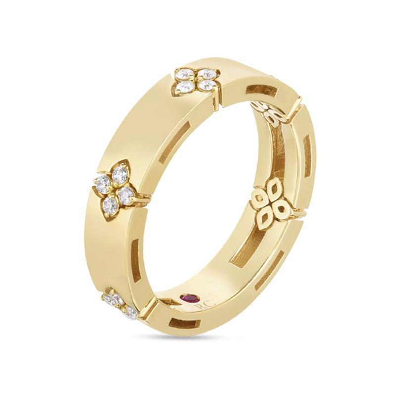 Roberto Coin Love in Verona 18ct Yellow Gold Diamond 4.5mm Wide Ring - 19-(59)