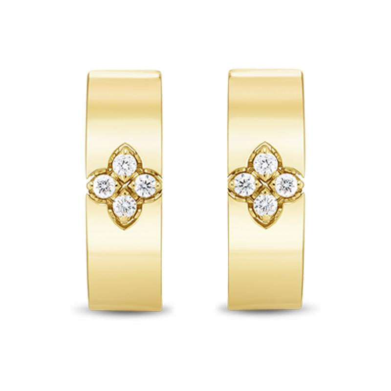 Roberto Coin Love in Verona 18ct Yellow Gold Diamond Small Hoop Earrings