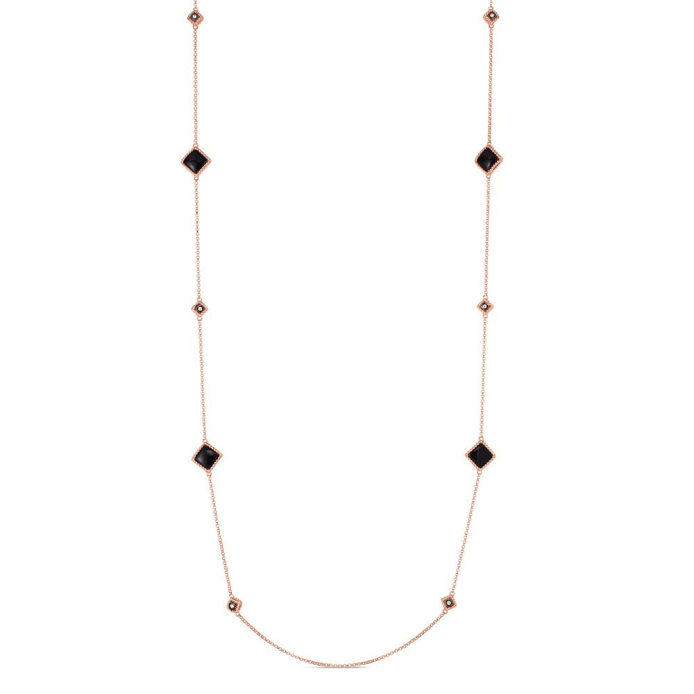 Roberto Coin Palazzo Ducale 18ct Rose Gold Diamond Black Jade Necklace D