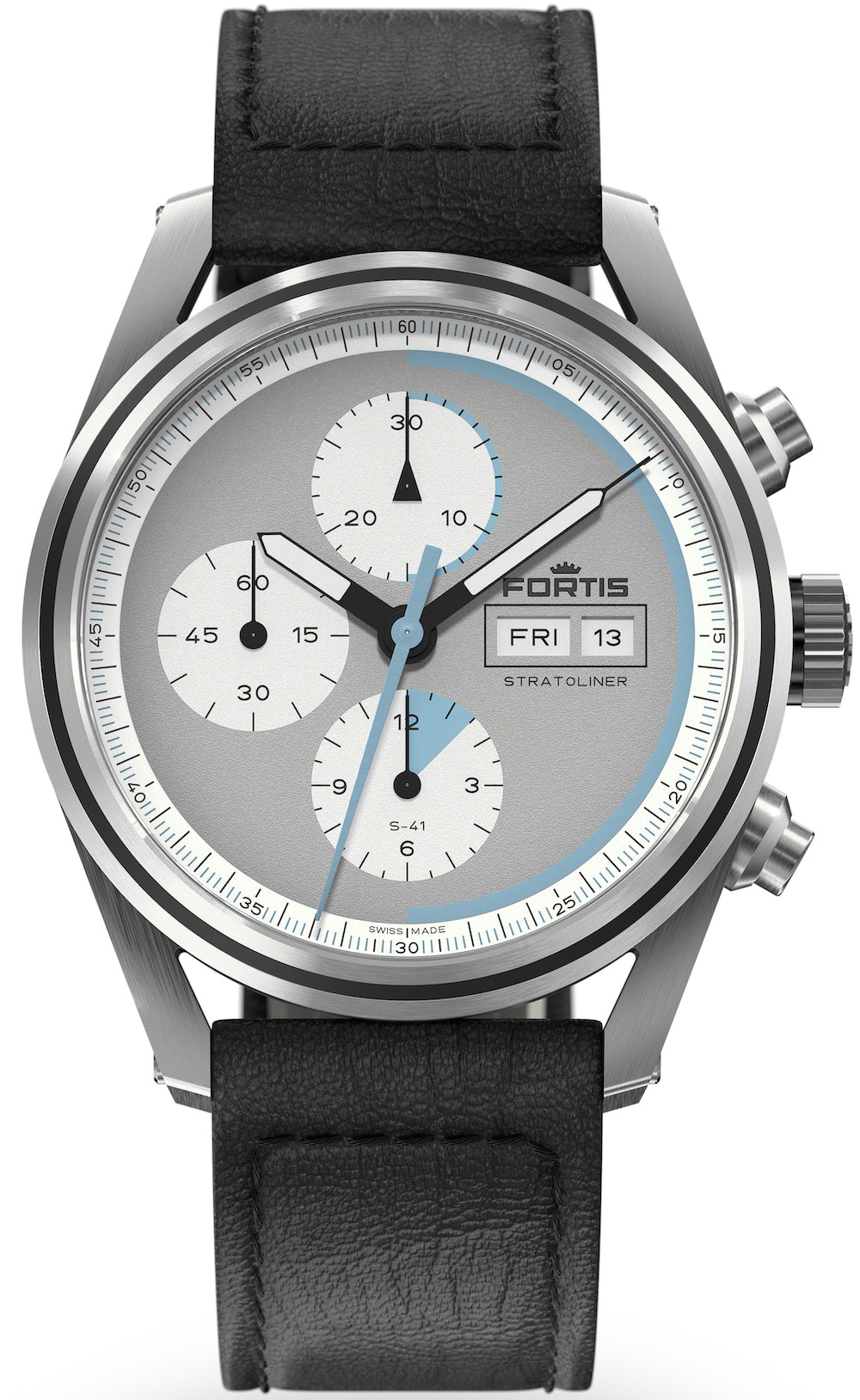 Fortis Watch Stratoliner Cool Grey Aviator Strap - Grey