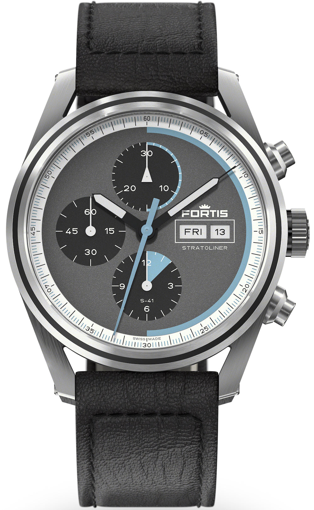 Fortis Watch Stratoliner Cosmic Grey Aviator Strap - Grey