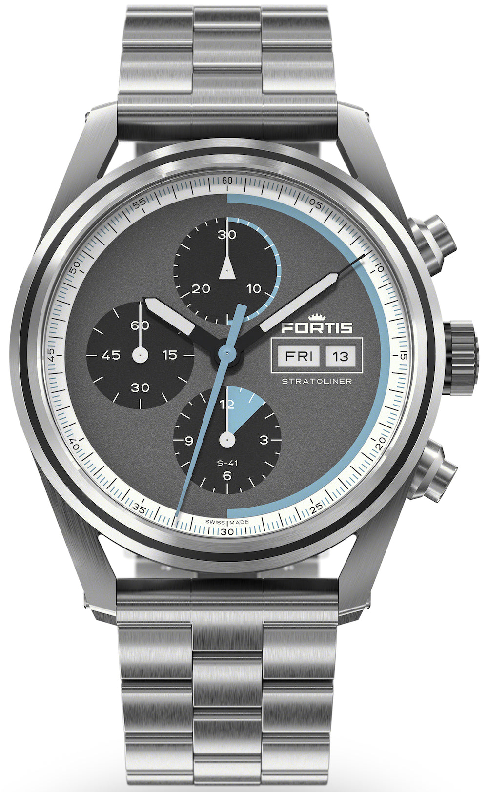 Fortis Watch Stratoliner Cosmic Grey Bracelet - Grey