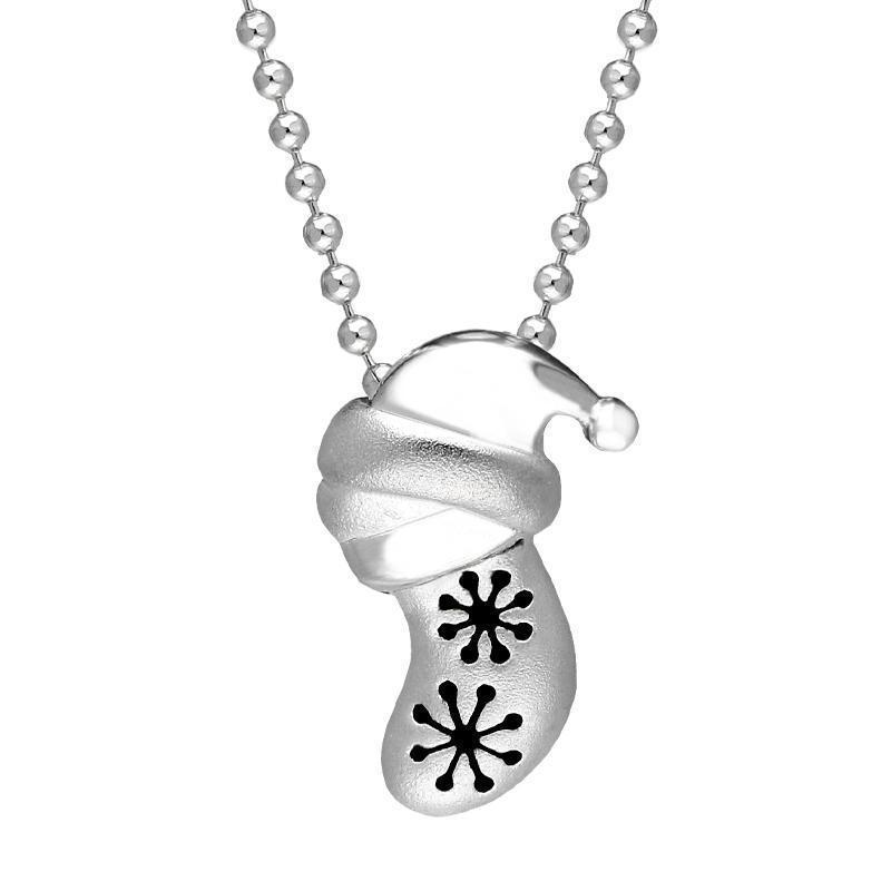 Sterling Silver Snowflake Stocking Necklace - Option1 Value Sterling Silver