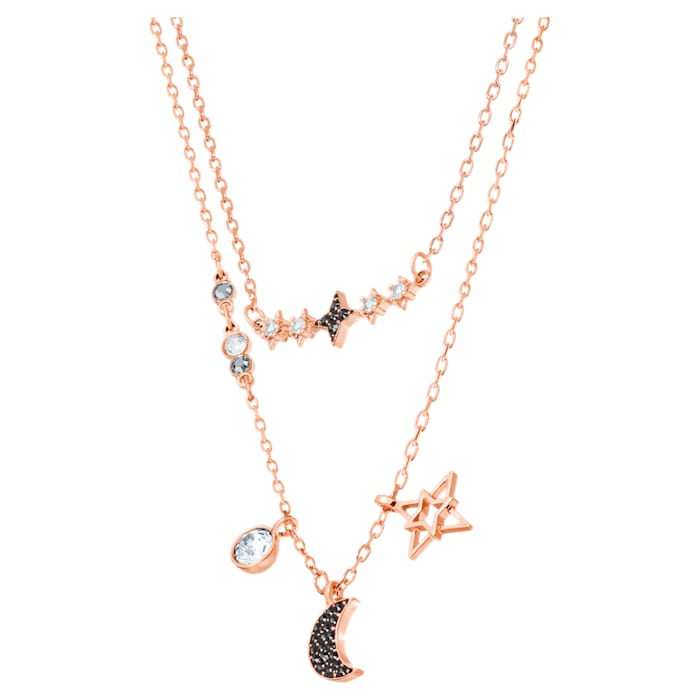 Swarovski Glowing Moon Multi Coloured Mix Plated Necklace Set - Silver