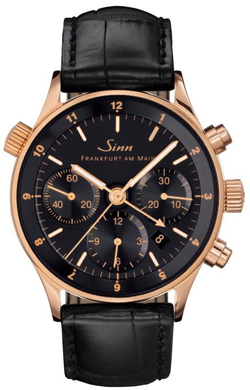 Sinn Watch 6000 Finance Center Rose Gold Leather - Black
