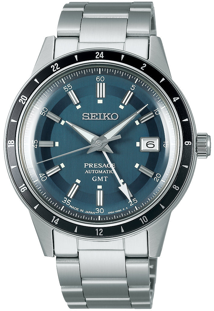Seiko Presage Watch Style 60s Road Trip GMT Petrol Blue