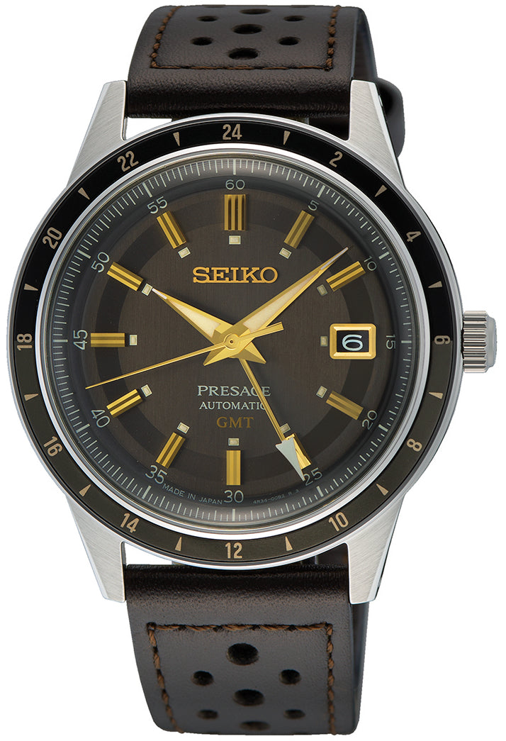 Seiko Presage Watch Style 60s Road Trip GMT Fume