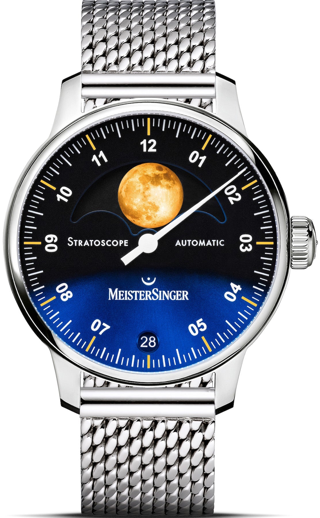 MeisterSinger Watch Stratoscope Golden Moon Milanaise Bracelet