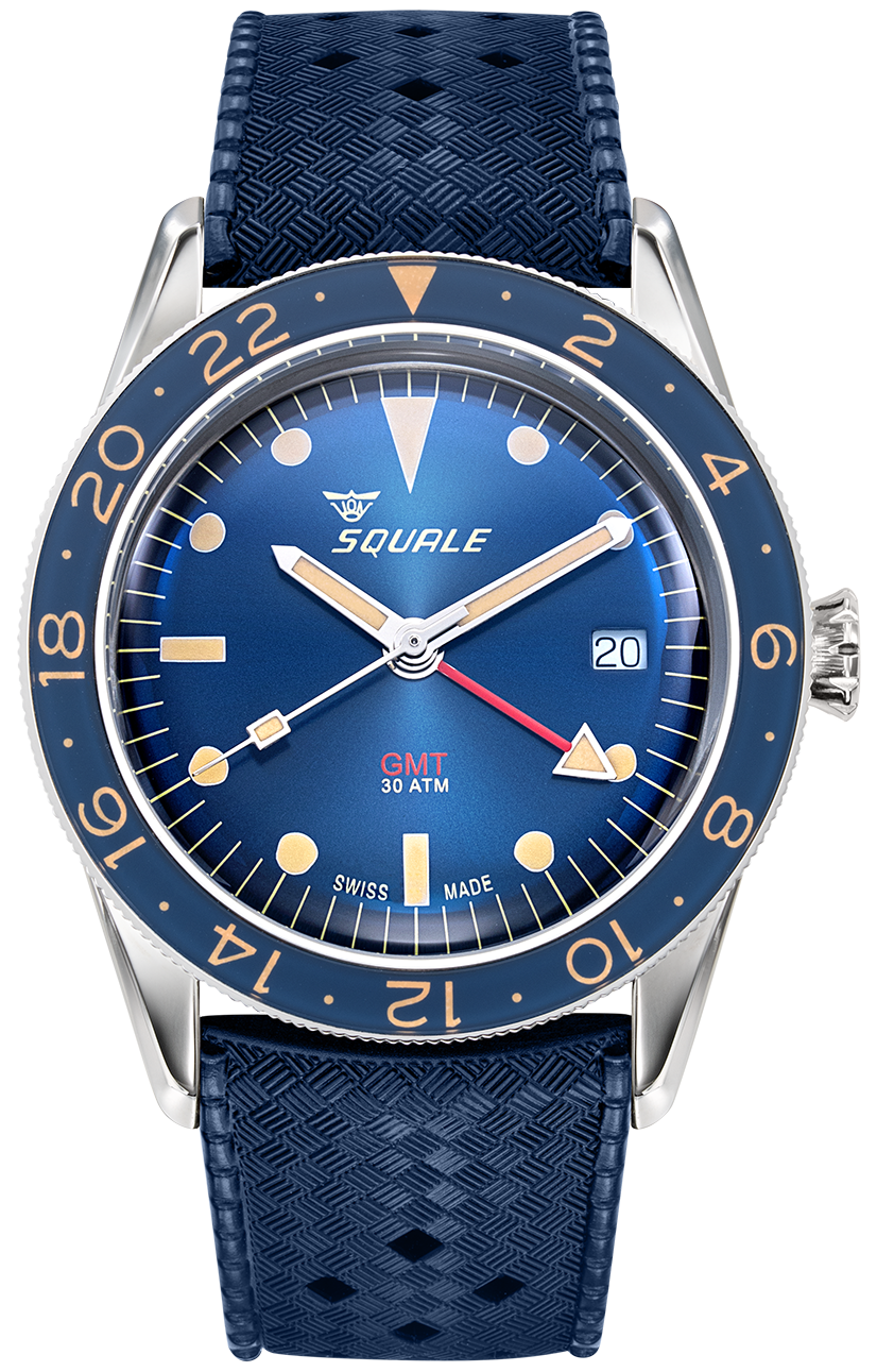 Squale Watch Sub-39 GMT Blue Vintage Rubber
