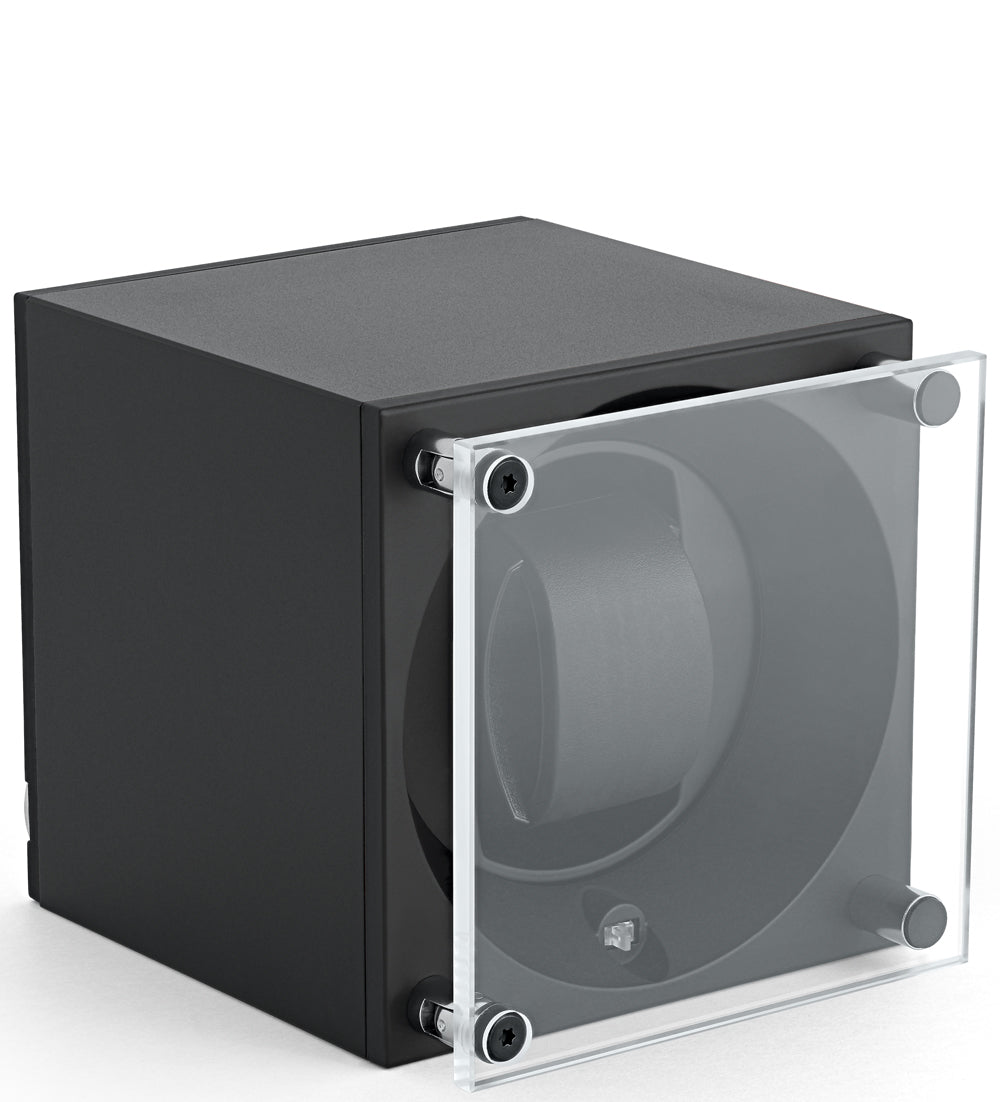 Swiss Kubik Watch Winder Single Black Window Protection - Black