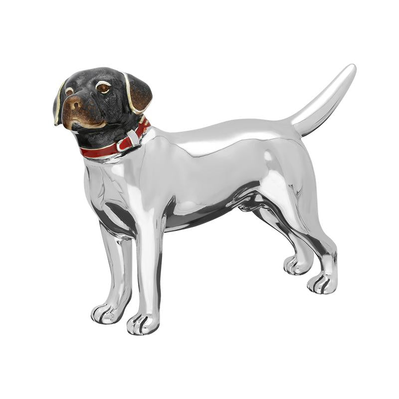 Saturno Sterling Silver Enamel Single Stood Labrador Figurine