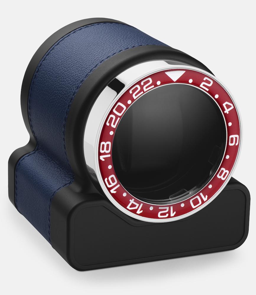Scatola del Tempo Watch Winder Rotor One Blue Red Bezel - Black