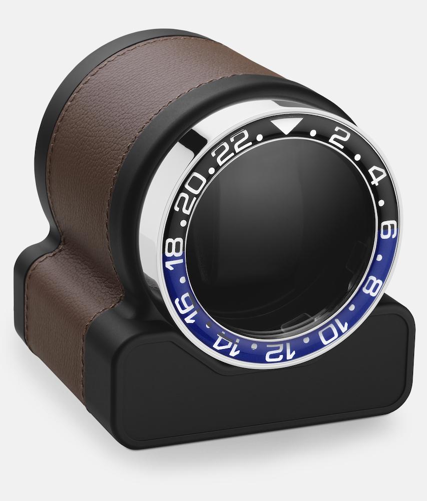 Scatola del Tempo Watch Winder Rotor One Chestnut Batman Bezel - Black