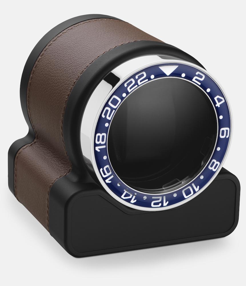 Scatola del Tempo Watch Winder Rotor One Chestnut Blue Bezel - Black