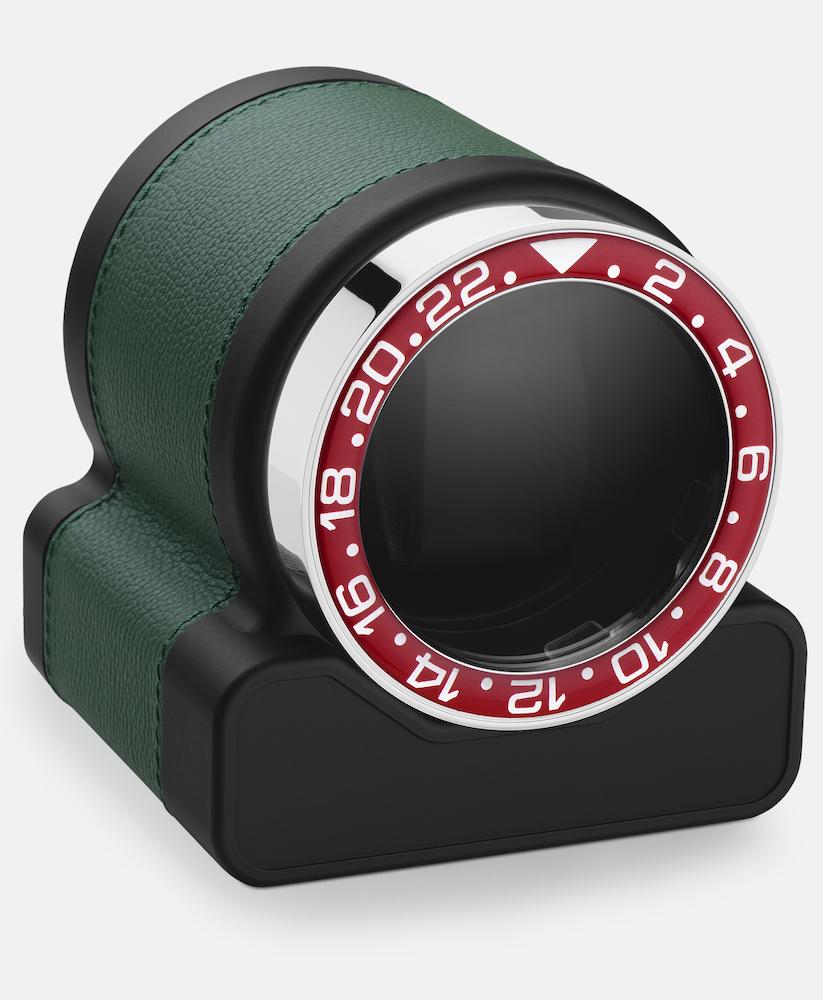 Scatola del Tempo Watch Winder Rotor One Green Red Bezel - Black