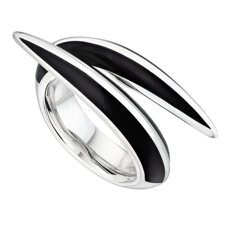 Shaun Leane Sabre Deco Sterling Silver Ceramic Crossover Ring - P