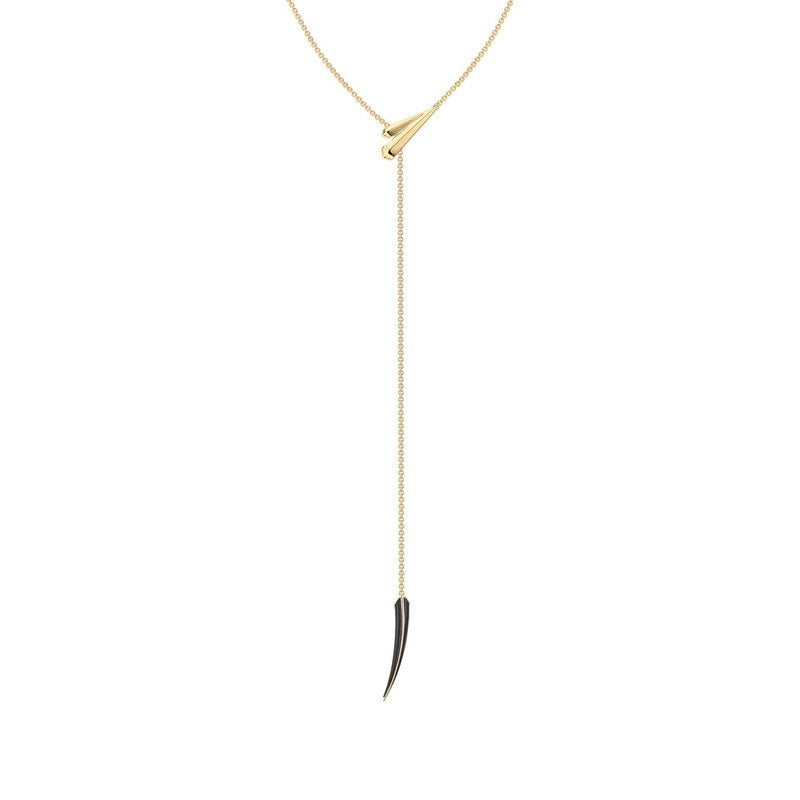 Shaun Leane Sabre Deco 18ct Yellow Gold Plated Sterling Silver Ceramic Long Drop Necklace - Gold